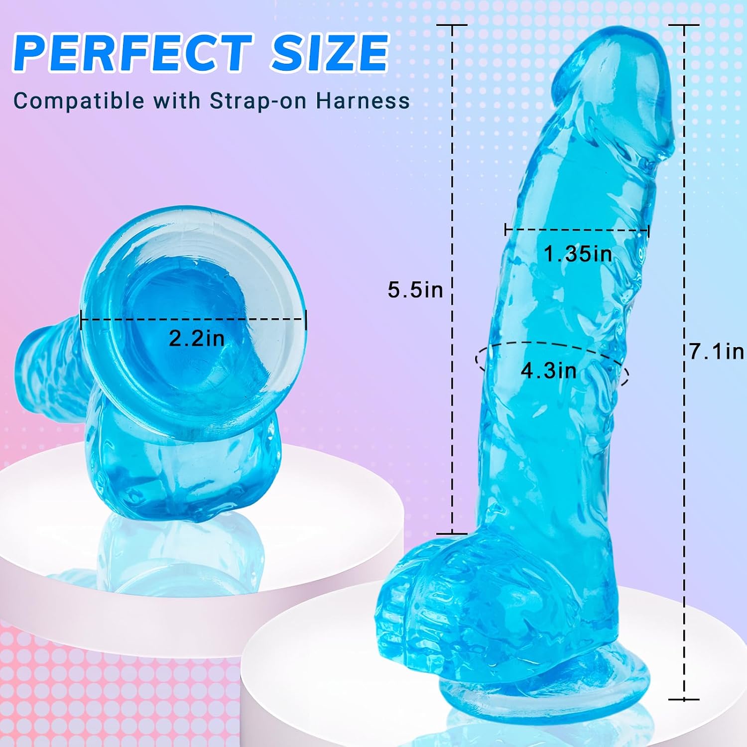 Buy 7 Inch Realistic Soft Blue Dildo for Women